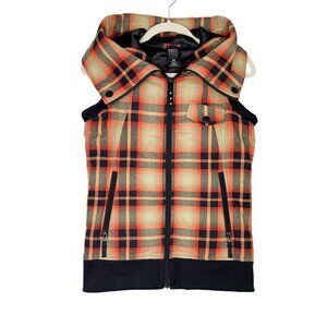 Burton Winter Vest Size Women’s Size XS Orange Plaid Ski‎ Snowboarding